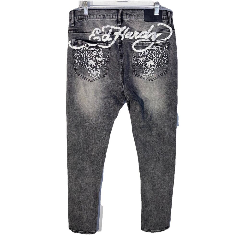 Ed Hardy Gray Straight Men Jeans